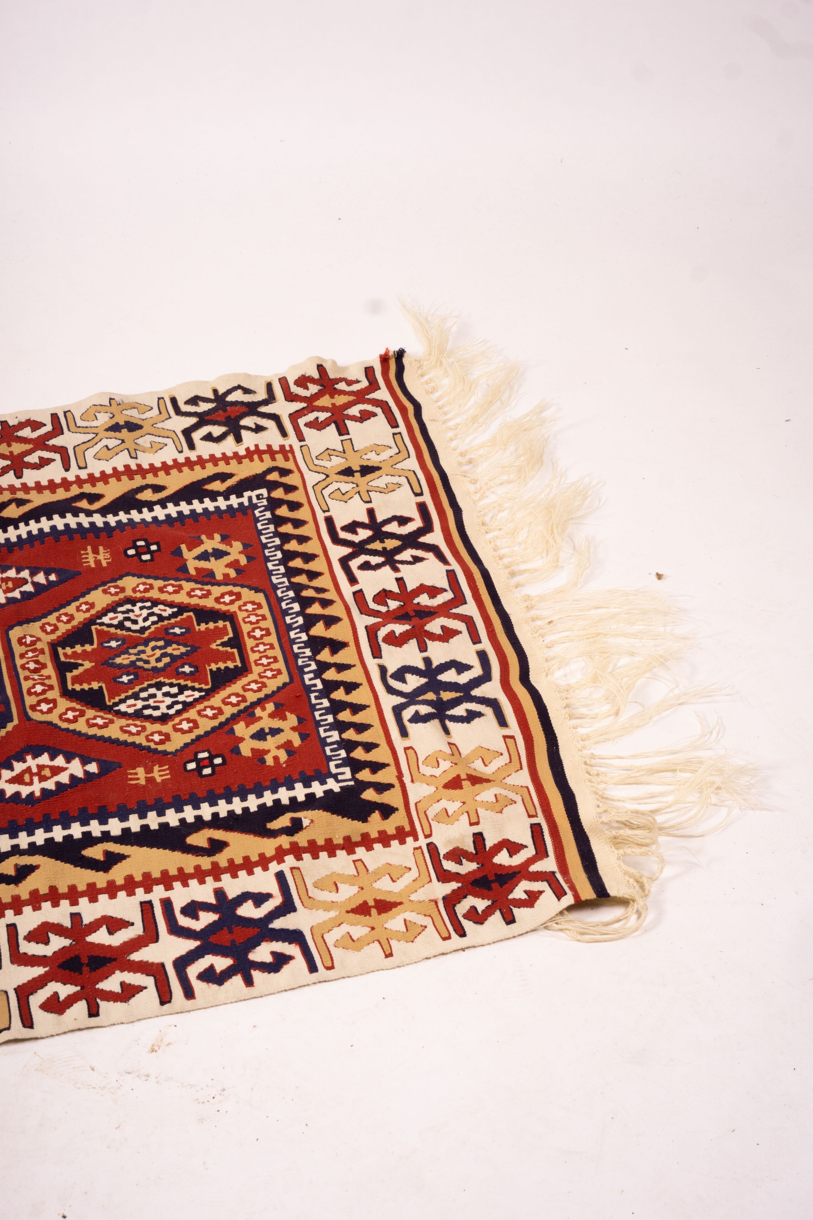 Two geometric Kelim flat weave rugs, larger 160 x 104cm